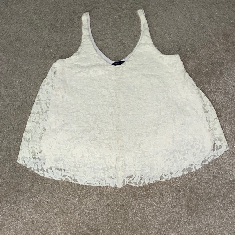 Cream Lacey American Eagle Blouse Tank Top